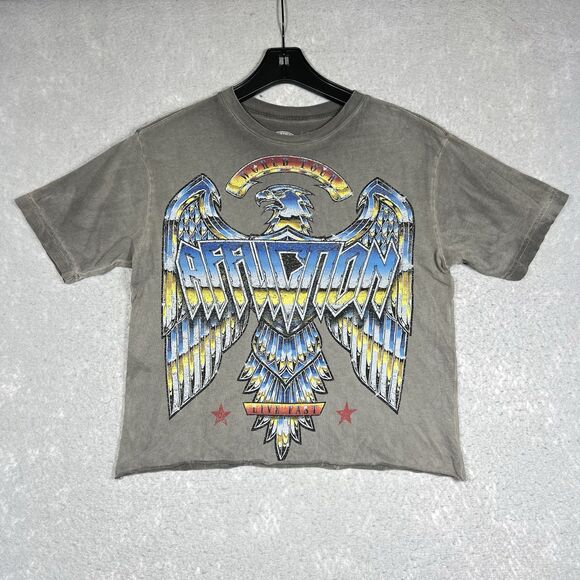 Affliction World Tour Cropped Raw Hem Metal Tour Graphic T-Shirt Eagle SMALL - Picture 1 of 12